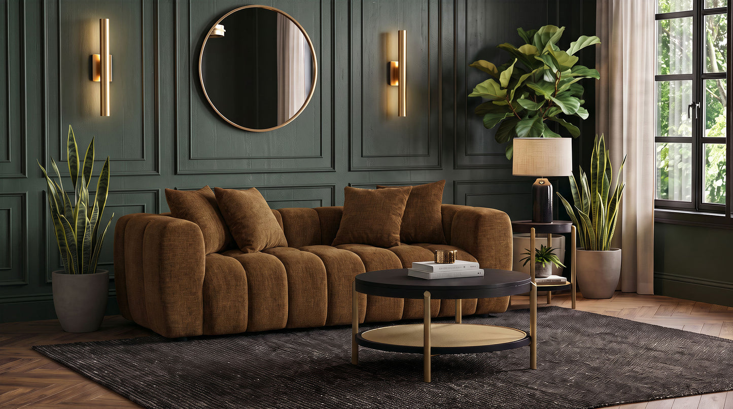 Lazaro Fabric Upholstered Wide Channel Sofa Bronze