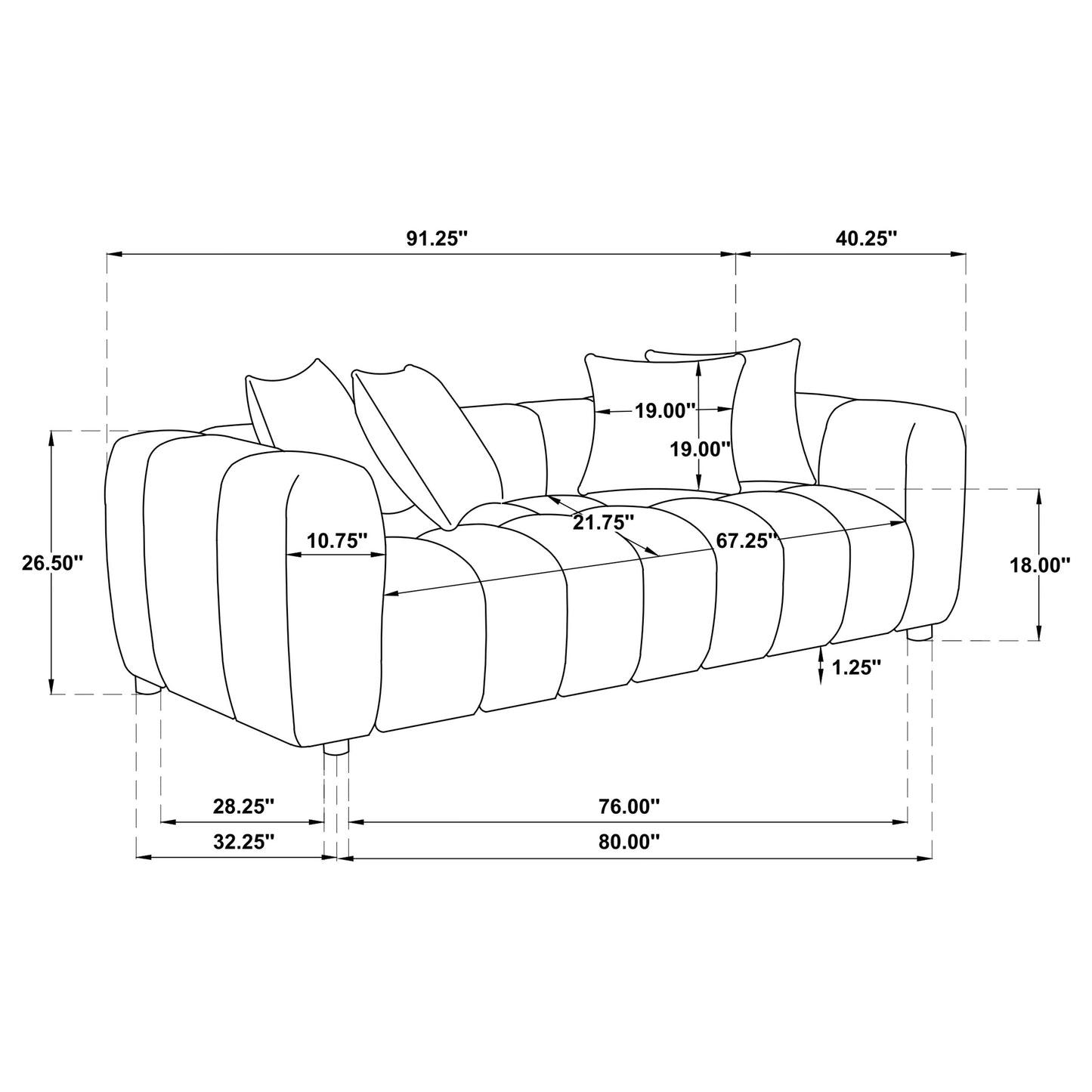 Lazaro 2-piece Fabric Upholstered Wide Channel Sofa Set Bronze