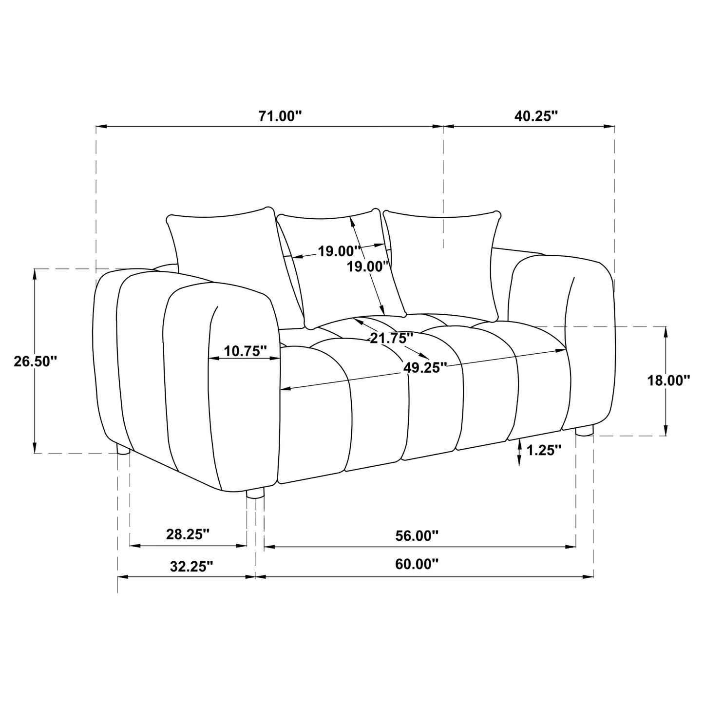 Lazaro 2-piece Fabric Upholstered Wide Channel Sofa Set Bronze