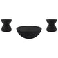 Macedo 3-Piece Transitional Round Rattan Coffee and End Table Set Black