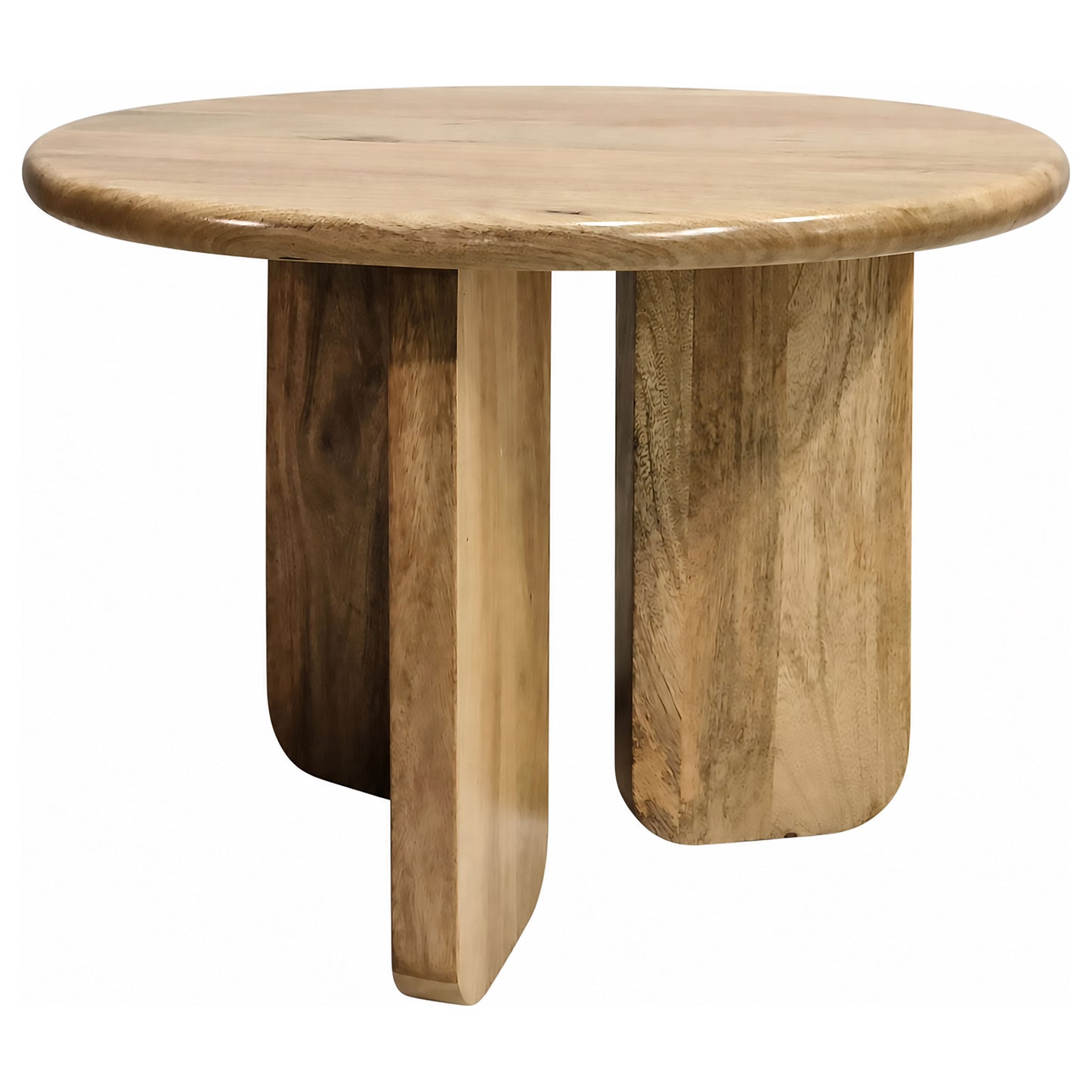 Dale Sculptural Round Solid Mango Wood End Table Natural Mango