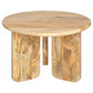 Dale Sculptural Round Solid Mango Wood End Table Natural Mango