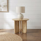 Dale Sculptural Round Solid Mango Wood End Table Natural Mango