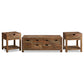 Esther 3-Piece Solid Sheesham Coffee and End Table Set Natural