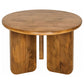 Dale Sculptural Round Solid Mango Wood End Table Honey Mango