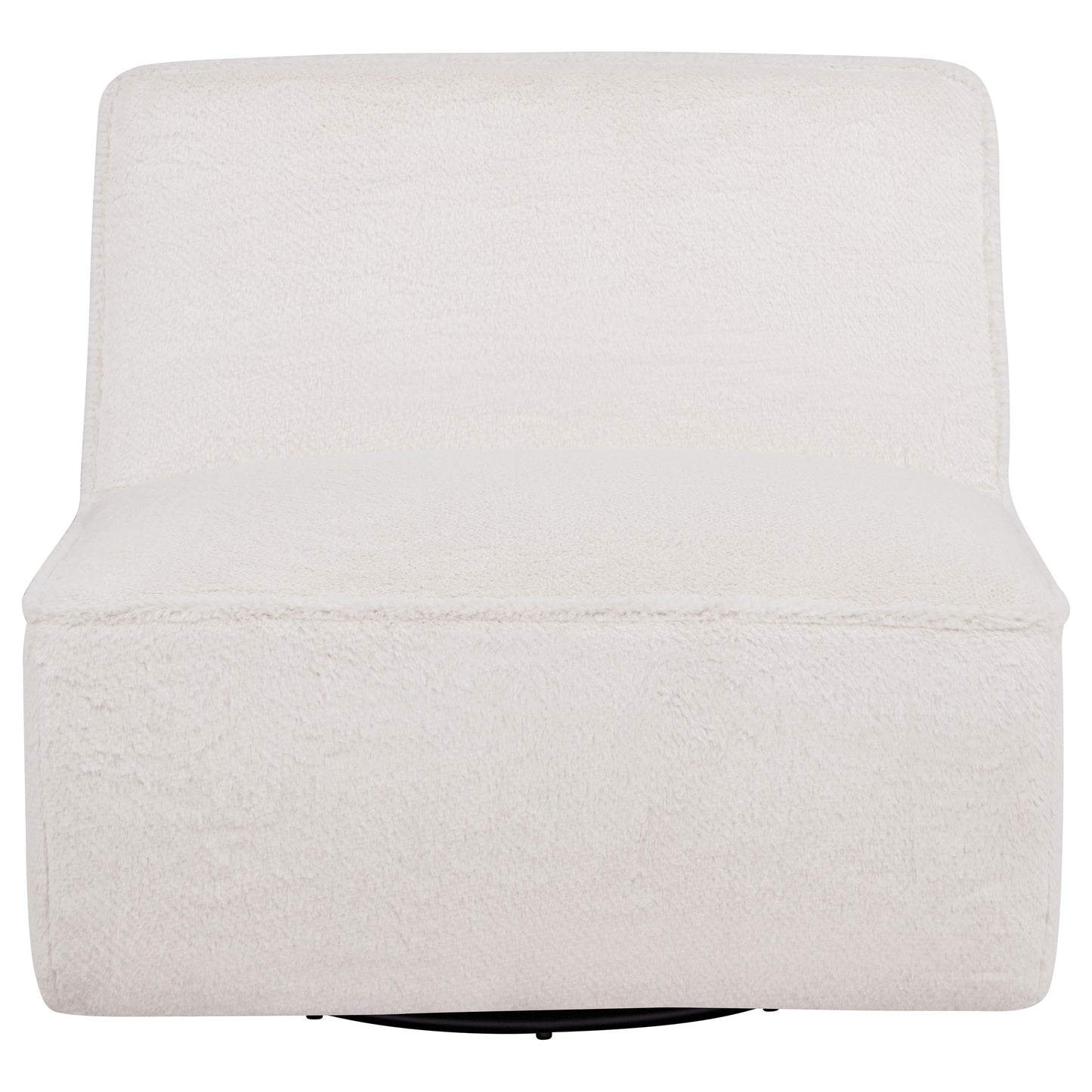 Badoer Faux Fur Swivel Accent Chair Ecru