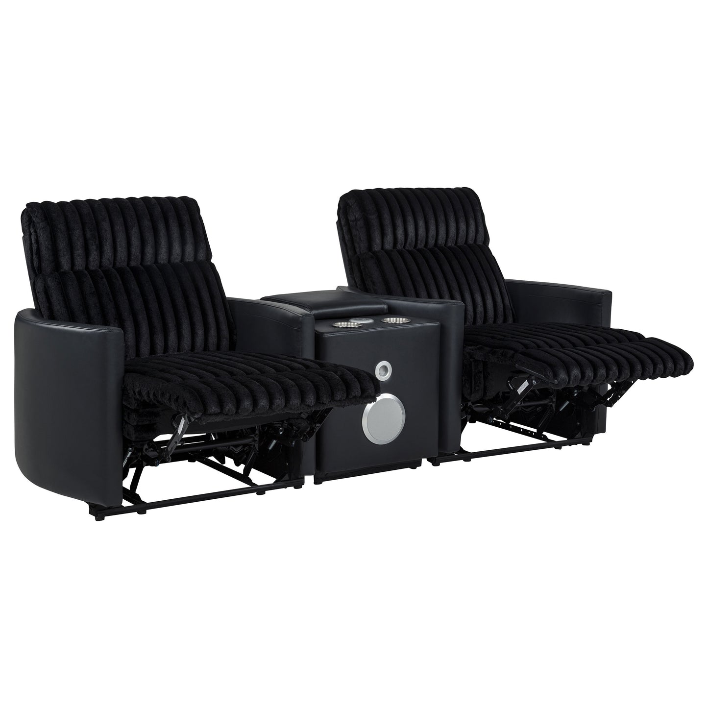 Madden 3-piece Corduroy Upholstered Manual Theater Seating Black