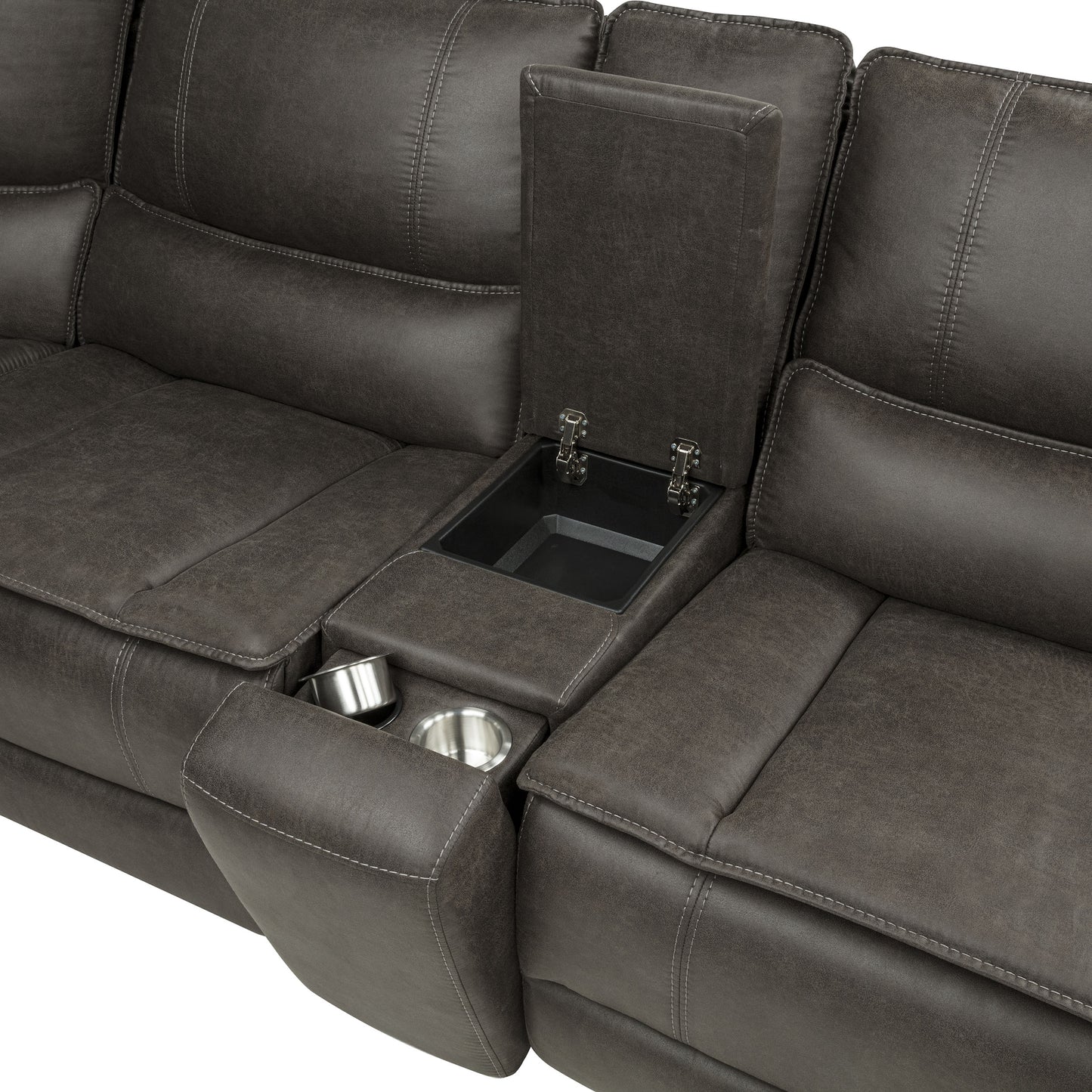 Marcell 7-Piece L-Shaped Power Reclining Sectional with Dual Consoles Grey