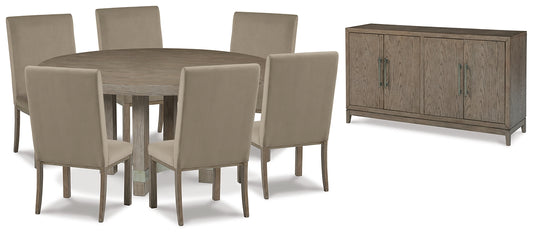 Chrestner Dining Table and 6 Chairs with Storage