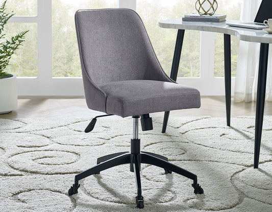 Nerris Adjustable Height Office Chair with Padded Arm Brown and Black