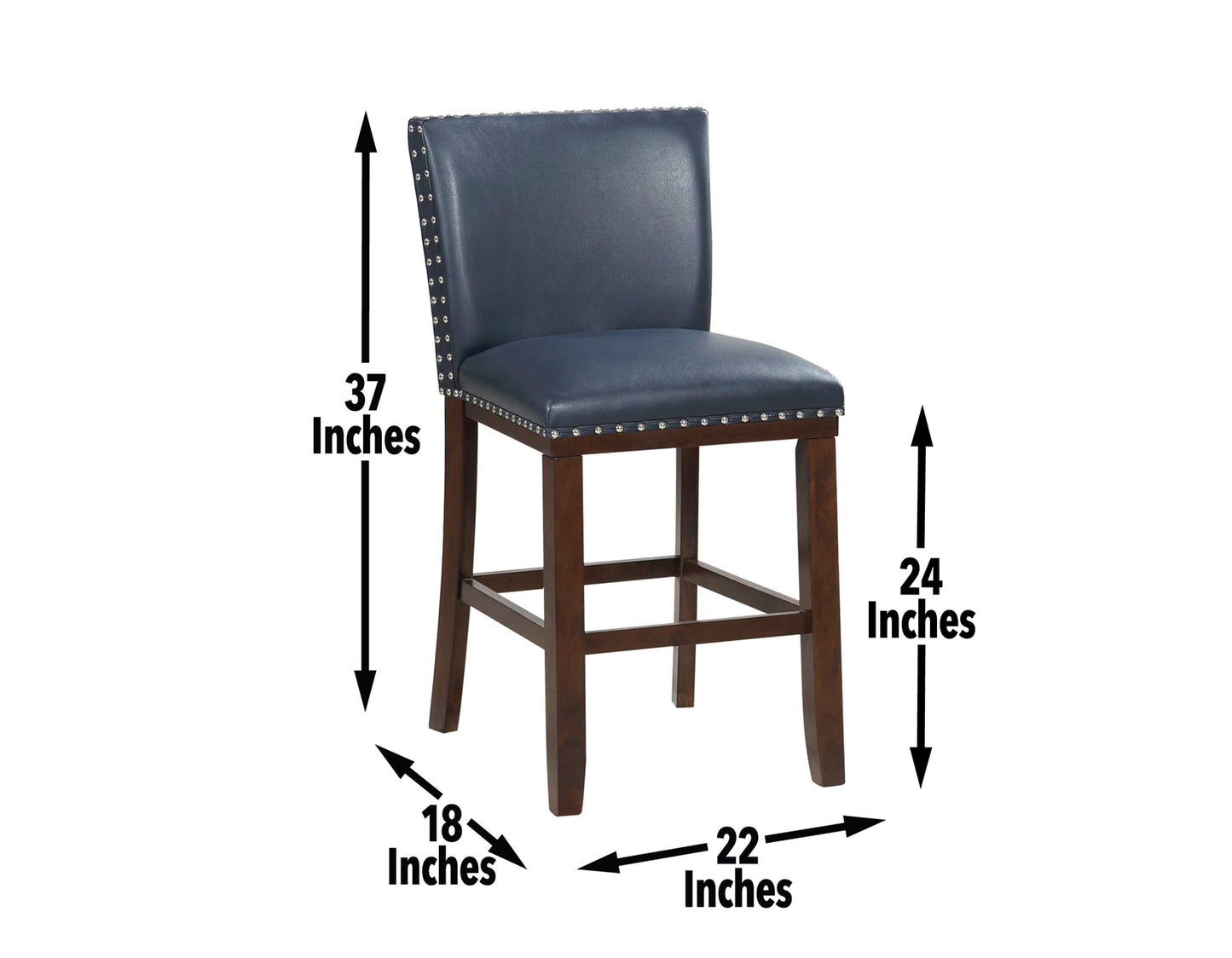 Tiffany 24″ Counter Stool, Navy Vegan Leather