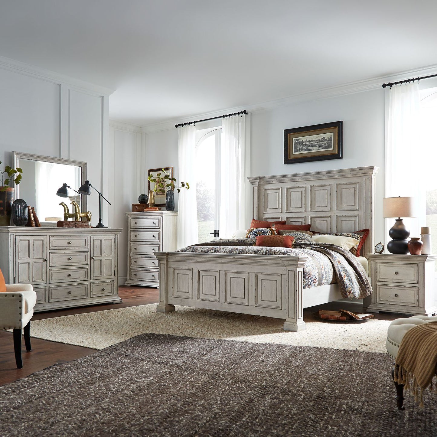 King California Panel Bed, Dresser & Mirror, Chest, Night Stand