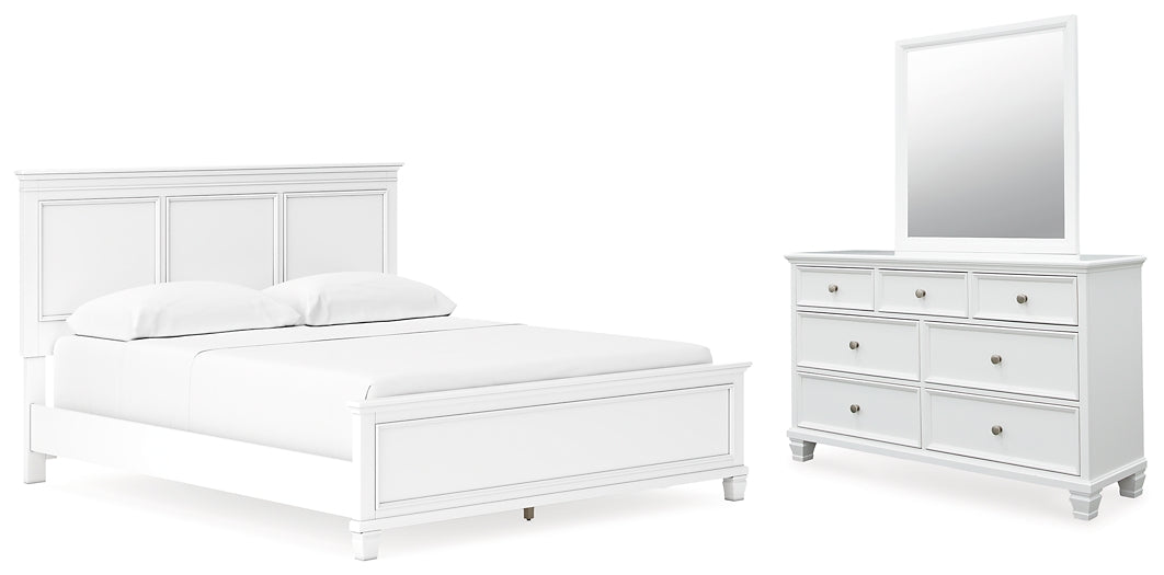 Fortman California King Panel Bed with Mirrored Dresser
