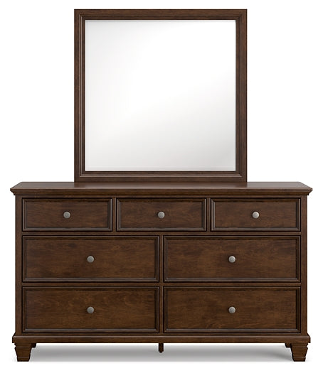 Danabrin California King Panel Bed with Mirrored Dresser