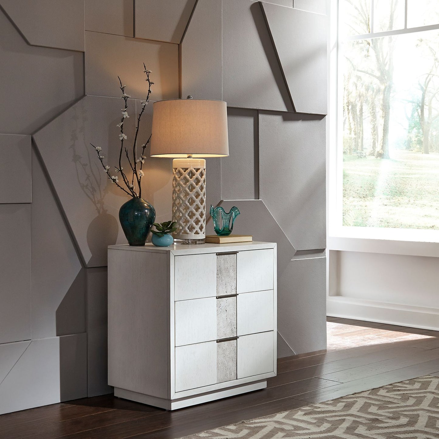 Mirage - 3 Drawer Night Stand w -  Charging Station