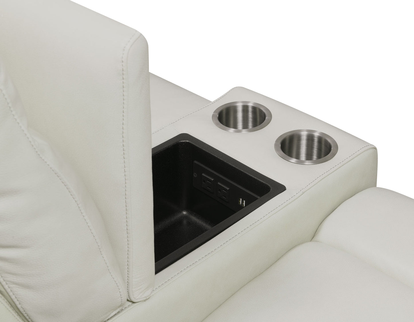 Duval Dual-Power Reclining Console Loveseat, Ivory