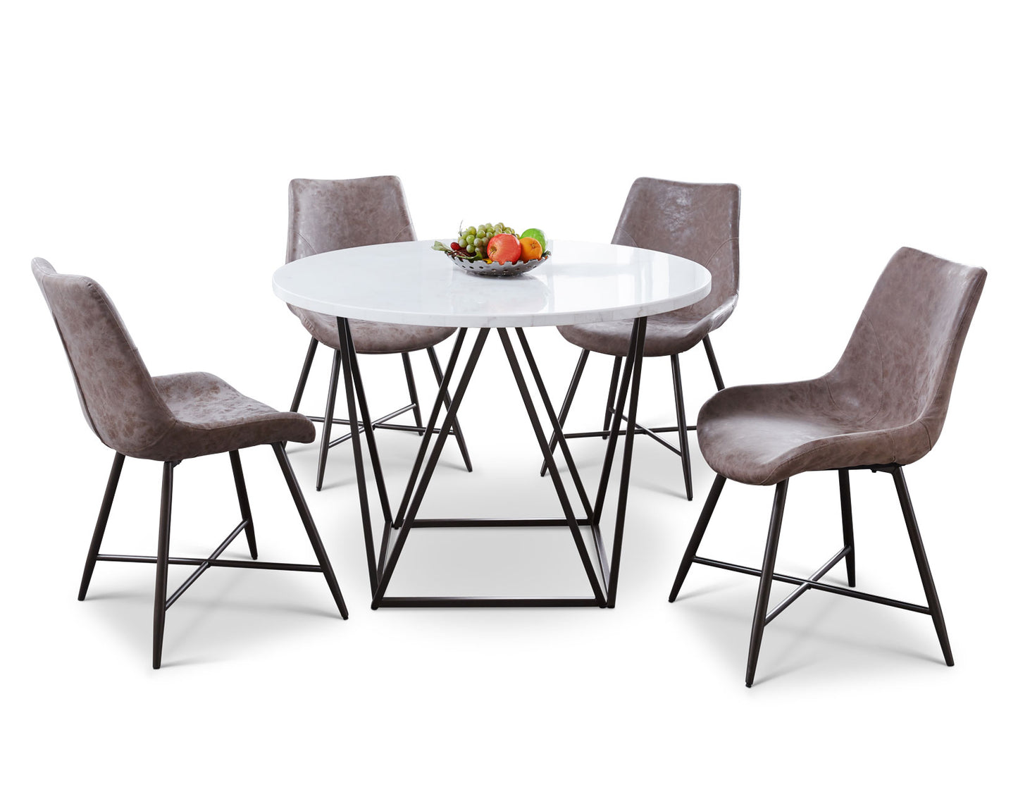 Ramona 5 Piece Marble Top Set
(Table & 4 Side Chairs)