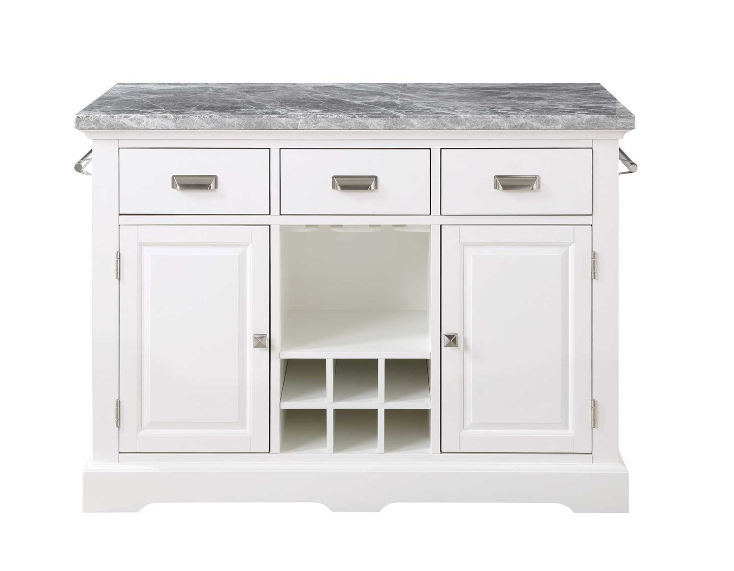 Zermatt 2-Piece Grey Marble Kitchen Island
(Island, 2 Counter Stools)