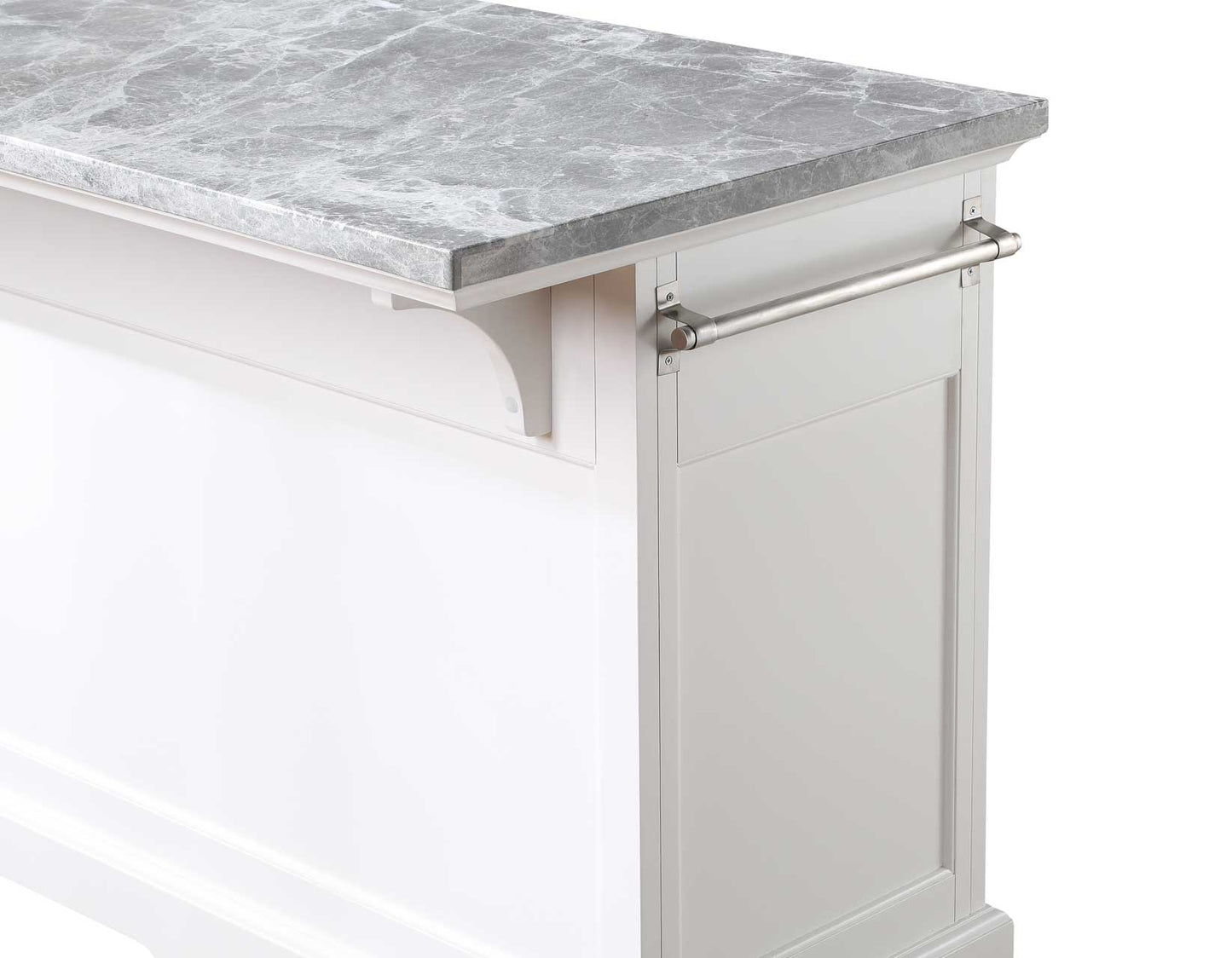 Zermatt 2-Piece Grey Marble Kitchen Island
(Island, 2 Counter Stools)