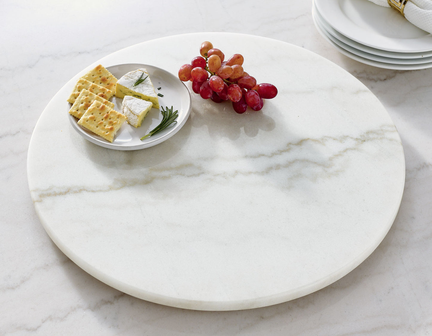 Arken 18-inch White Marble Lazy Susan