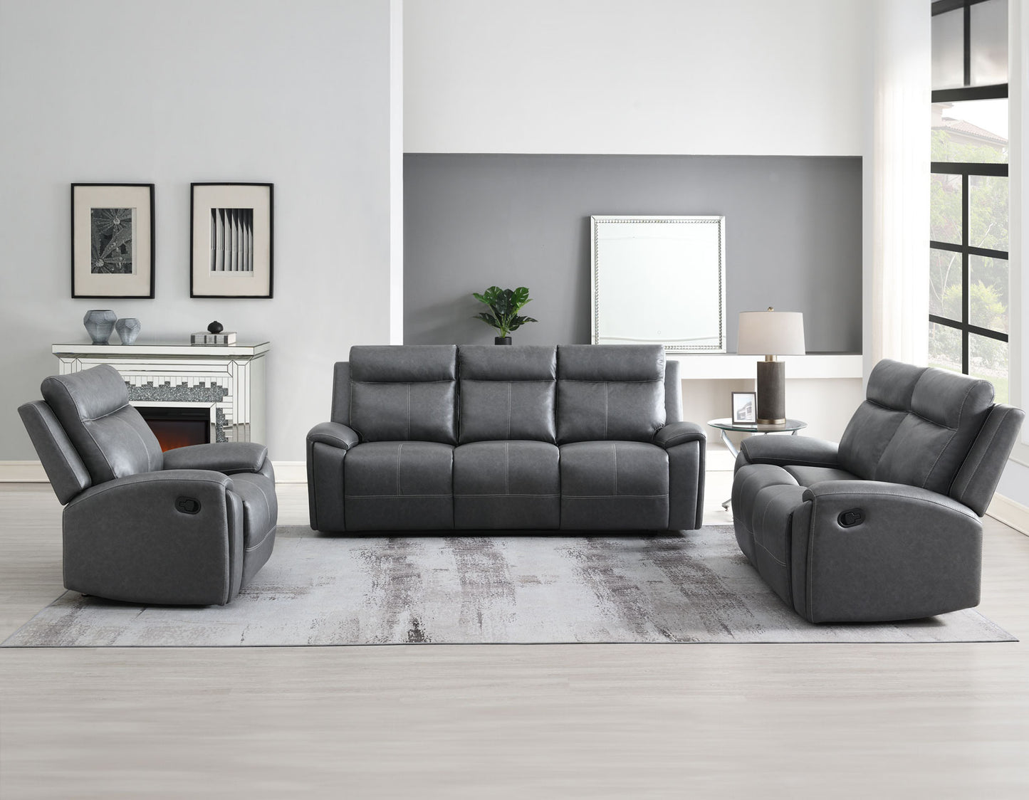 Gaston Sofa, Manual Reclining, Drop-Down Console
