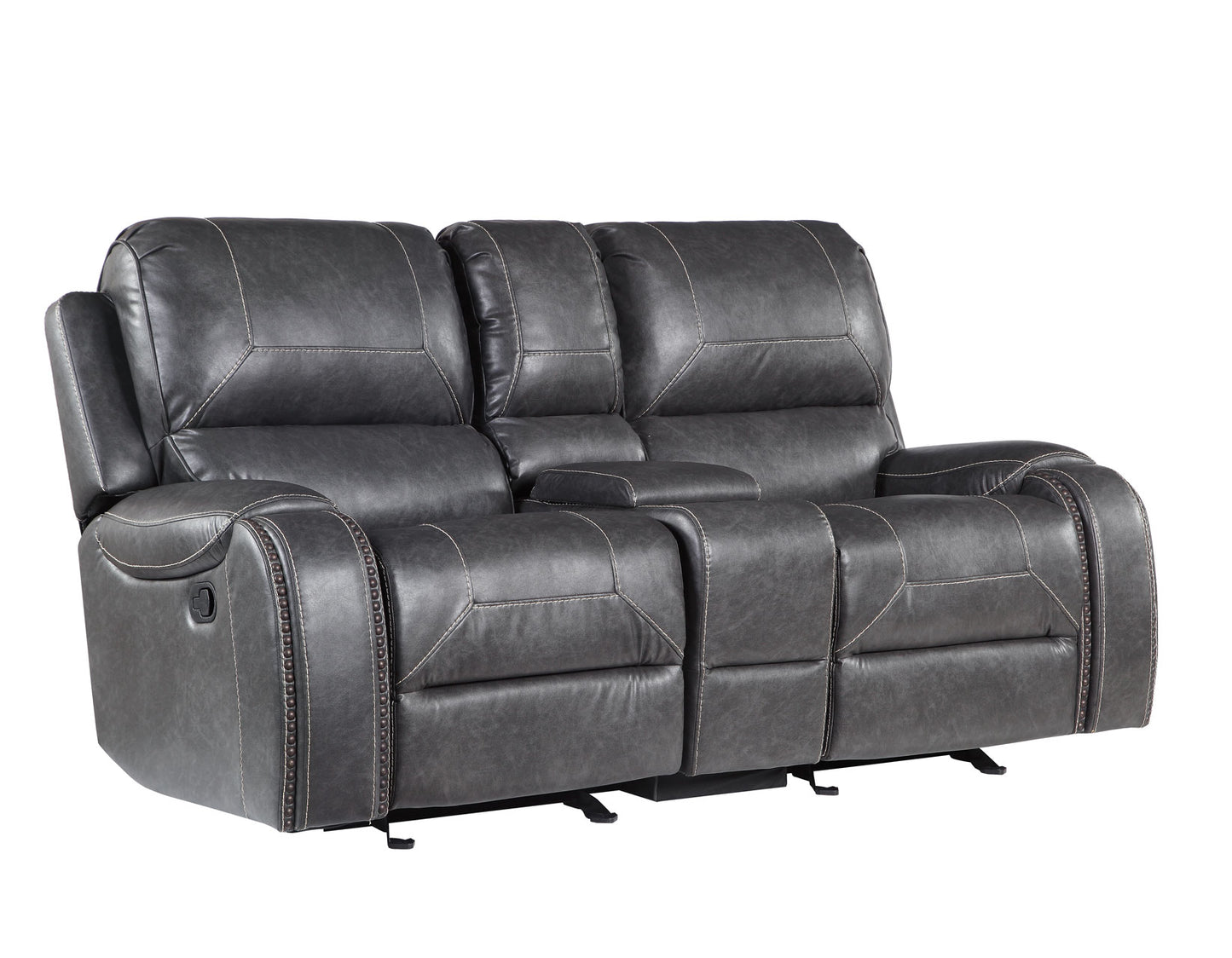 Keily Console Loveseat, Manual Reclining, Glider, Grey
