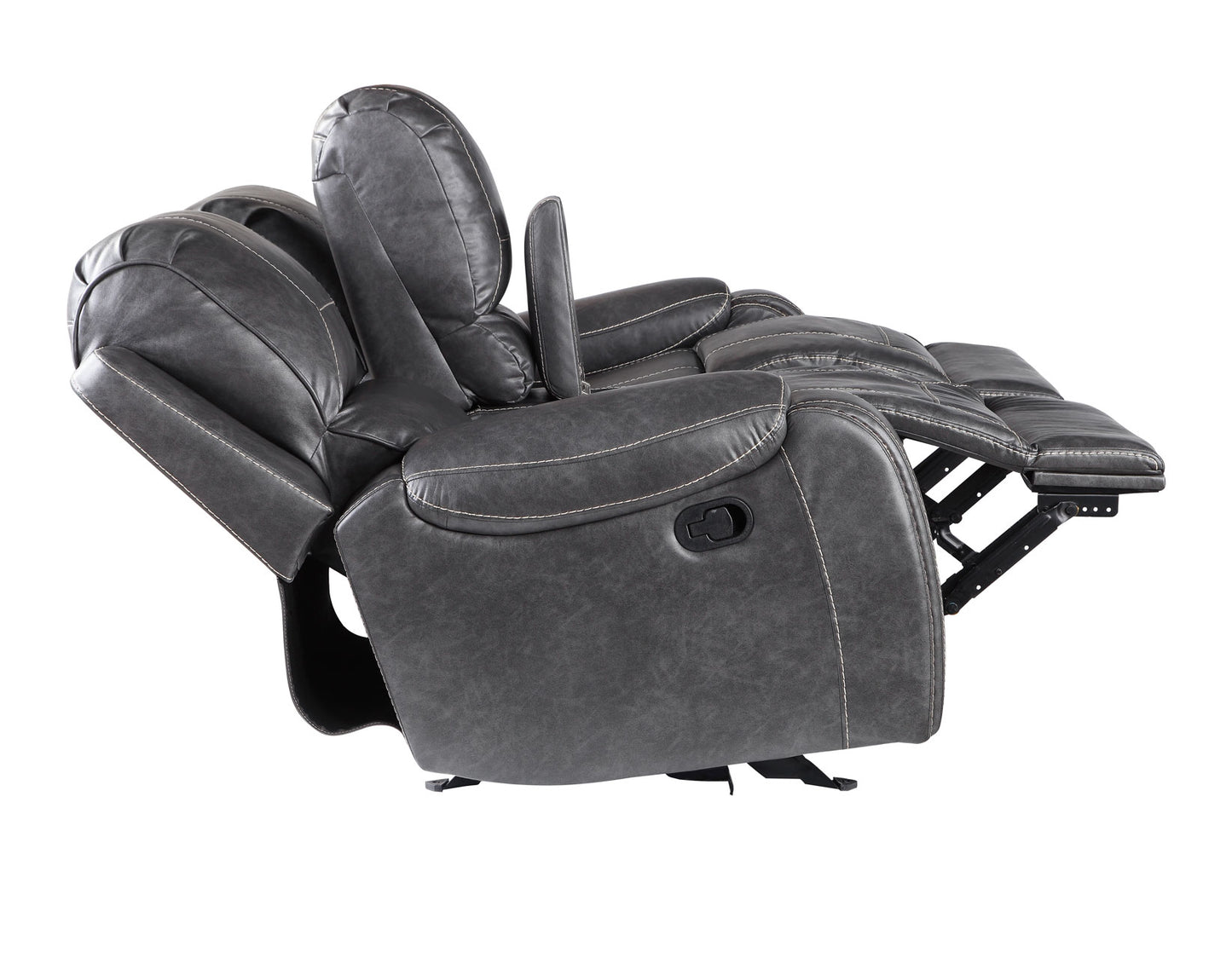 Keily Console Loveseat, Manual Reclining, Glider, Grey