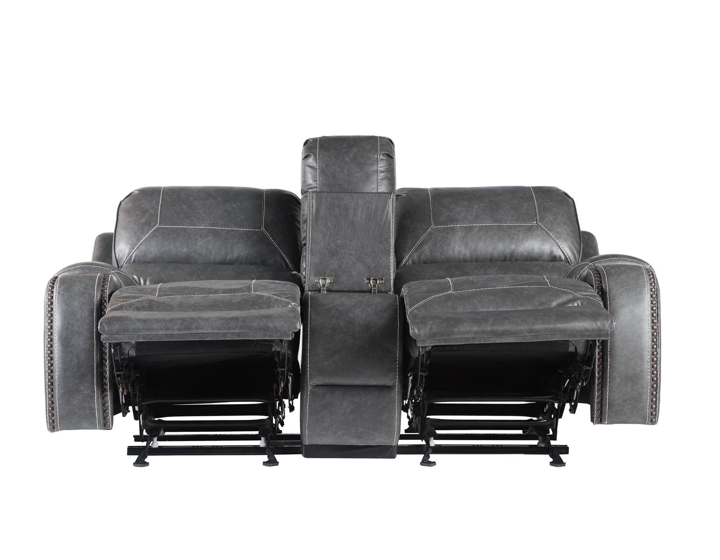 Keily Console Loveseat, Manual Reclining, Glider, Grey