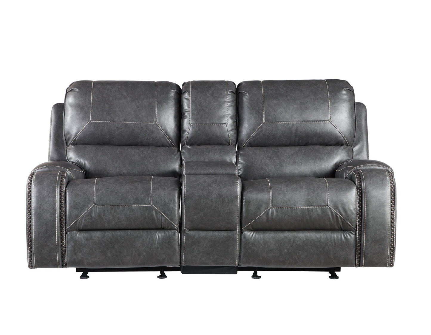 Keily Console Loveseat, Manual Reclining, Glider, Grey