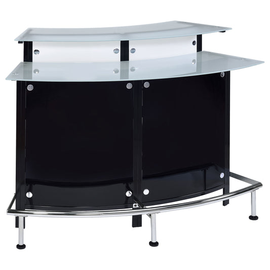 Keystone Curved Glass Top Home Bar Wine Cabinet Black - Discount Furniture Connection