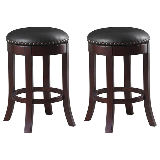 Aboushi Swivel Counter Height Stools with Upholstered Seat Brown (Set of 2)