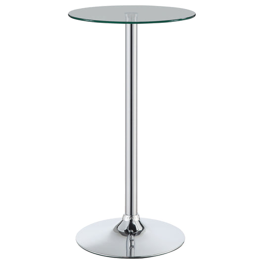 Abiline Glass Top Round Bar Table Chrome