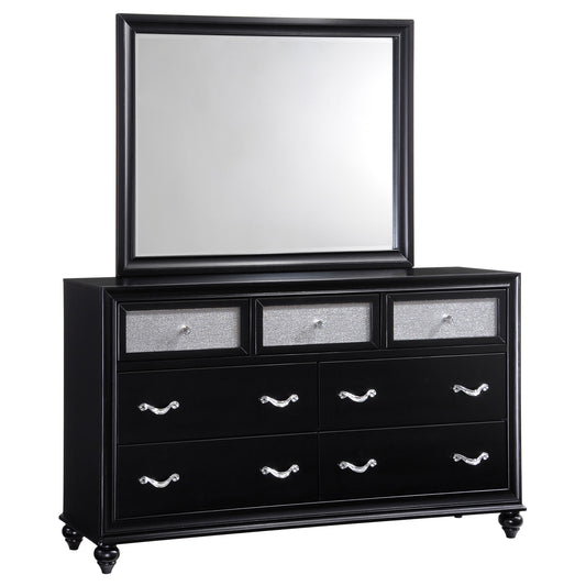 Barzini 7-drawer Dresser with Mirror Black