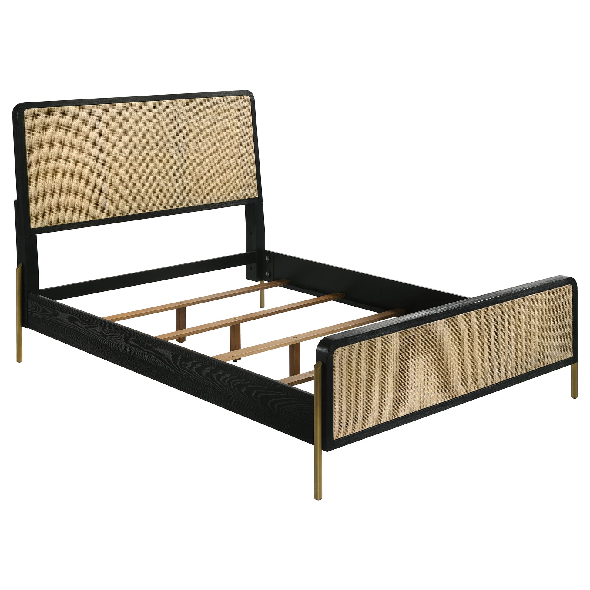 Arini Rattan Eastern King Panel Bed Black and Natural - Discount Furniture Connection