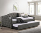 Sadie Upholstered Twin Daybed with Trundle Grey - Discount Furniture Connection