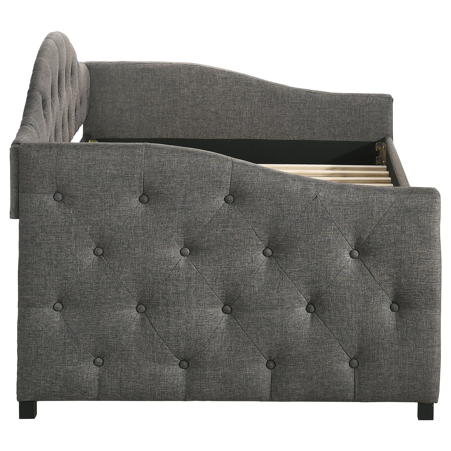 Sadie Upholstered Twin Daybed with Trundle Grey - Discount Furniture Connection