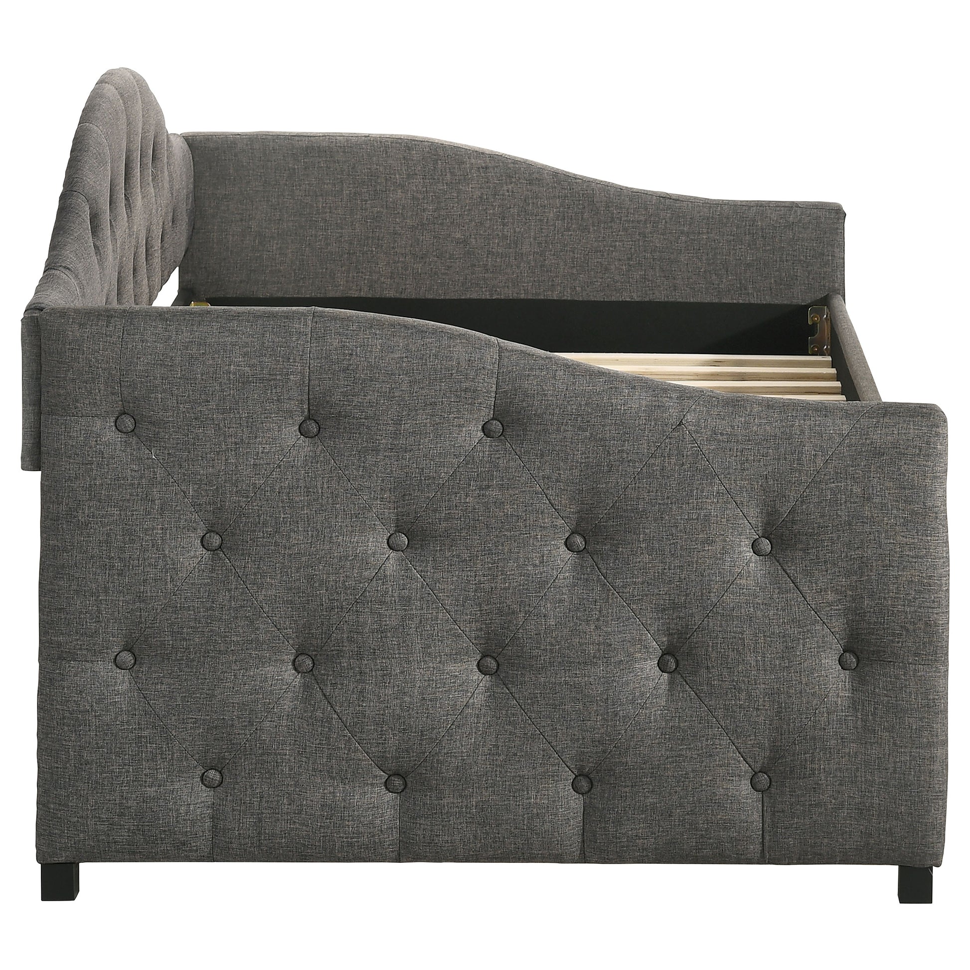 Sadie Upholstered Twin Daybed with Trundle Grey - Discount Furniture Connection