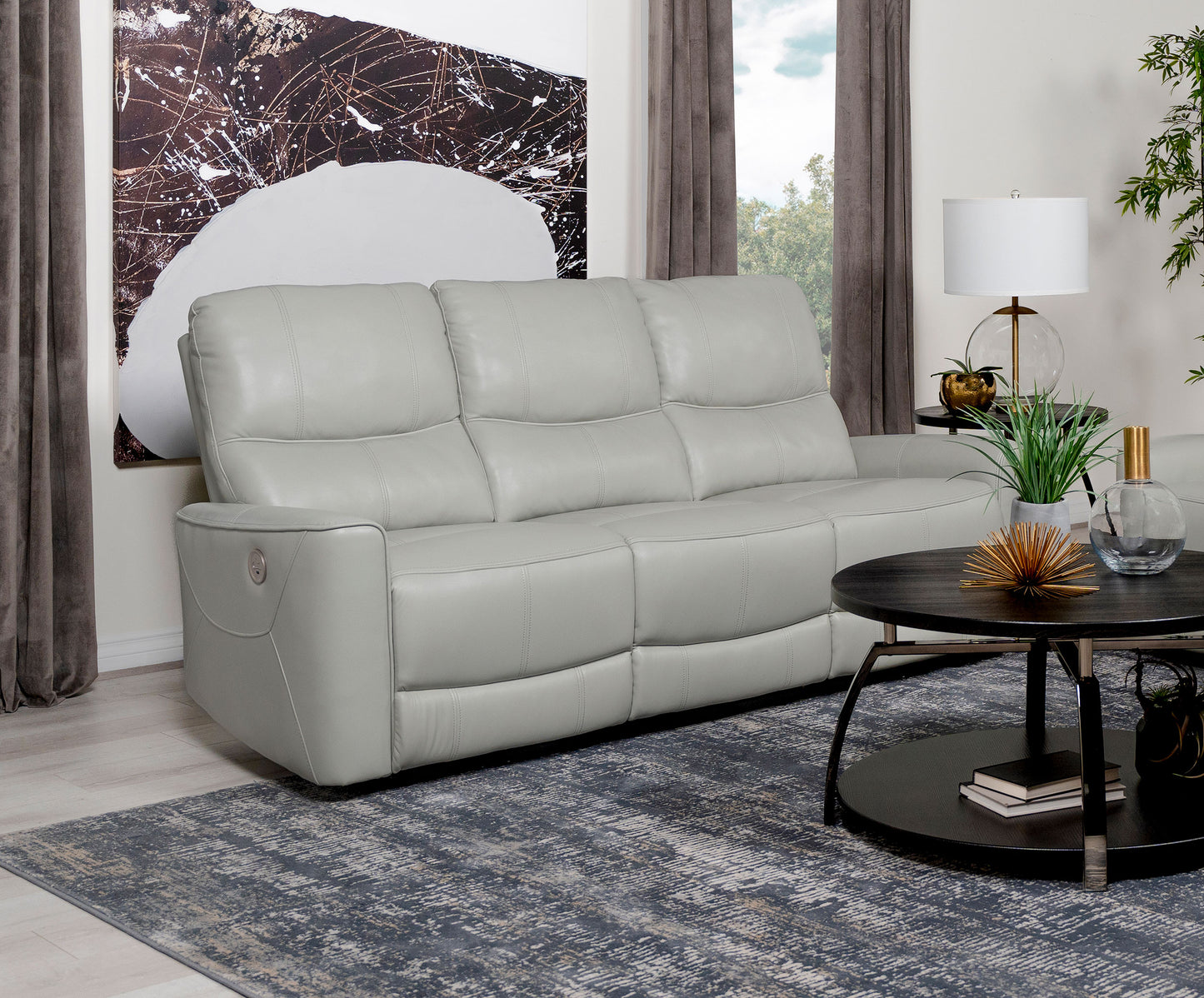 Greenfield Upholstered Power Reclining Sofa Dove Grey - Discount Furniture Connection