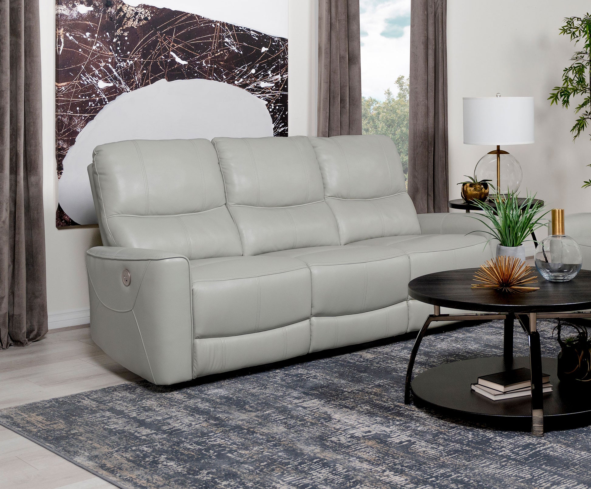Greenfield Upholstered Power Reclining Sofa Dove Grey - Discount Furniture Connection