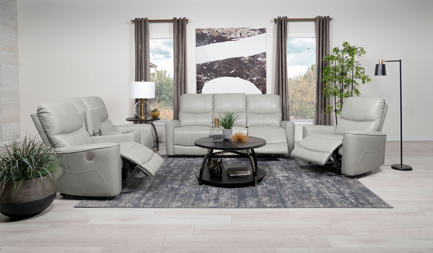 Greenfield Upholstered Power Reclining Sofa Dove Grey - Discount Furniture Connection