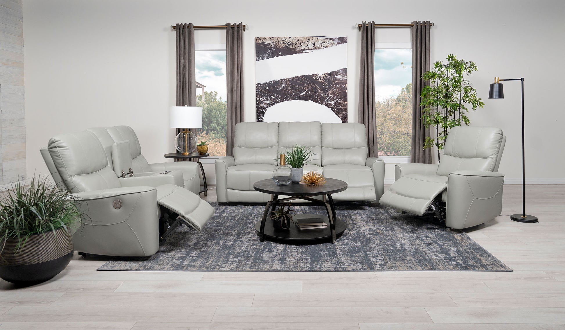 Greenfield Upholstered Power Reclining Sofa Dove Grey - Discount Furniture Connection