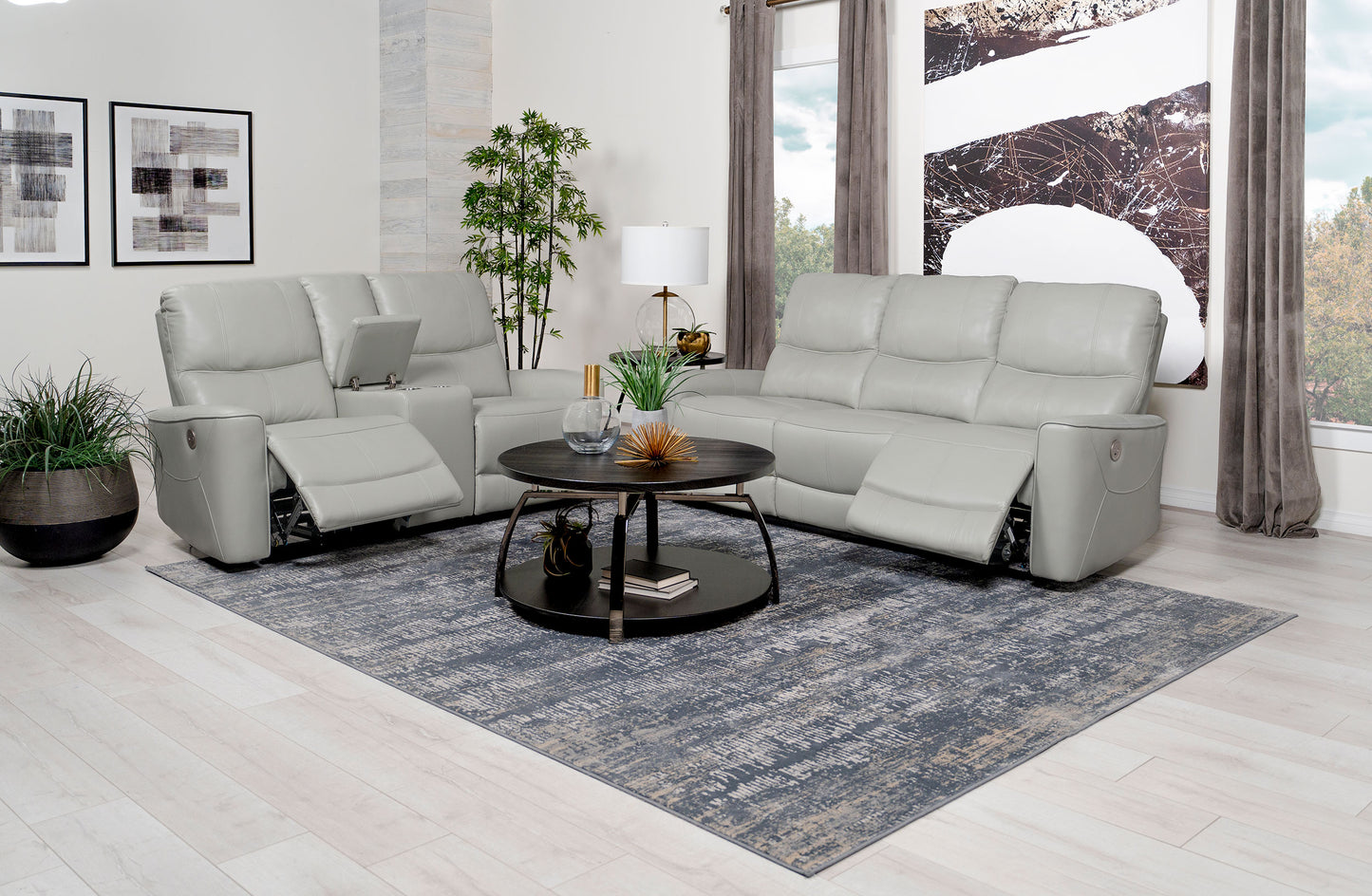 Greenfield 2-piece Power Reclining Sofa Set Dove Grey - Discount Furniture Connection