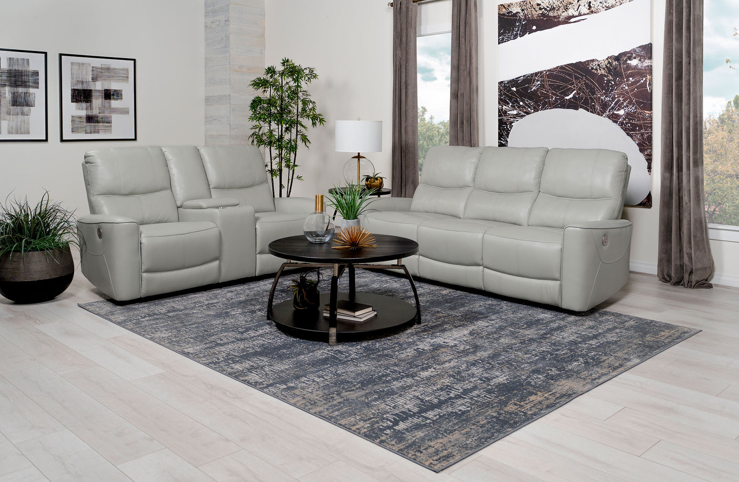 Greenfield 2-piece Power Reclining Sofa Set Dove Grey - Discount Furniture Connection