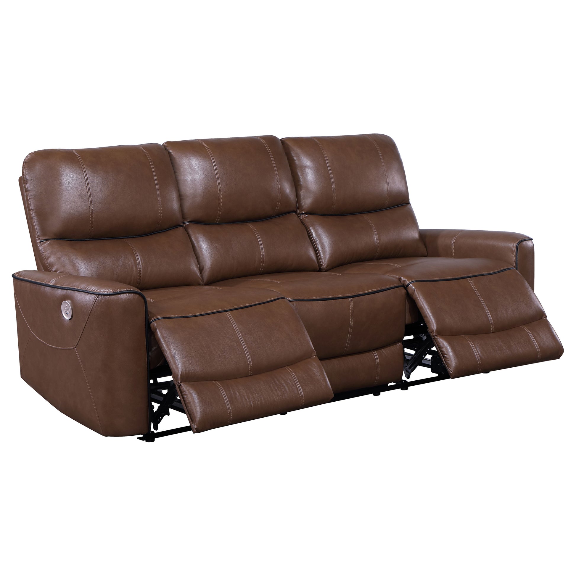 Greenfield Upholstered Power Reclining Sofa Saddle Brown - Discount Furniture Connection