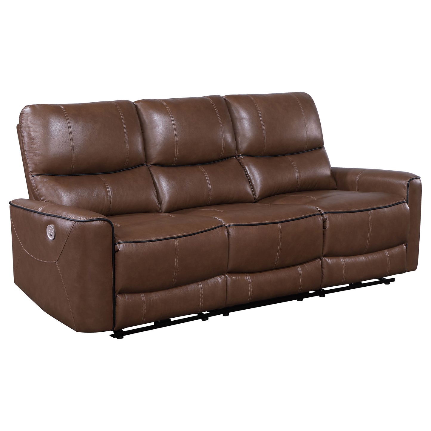 Greenfield Upholstered Power Reclining Sofa Saddle Brown - Discount Furniture Connection