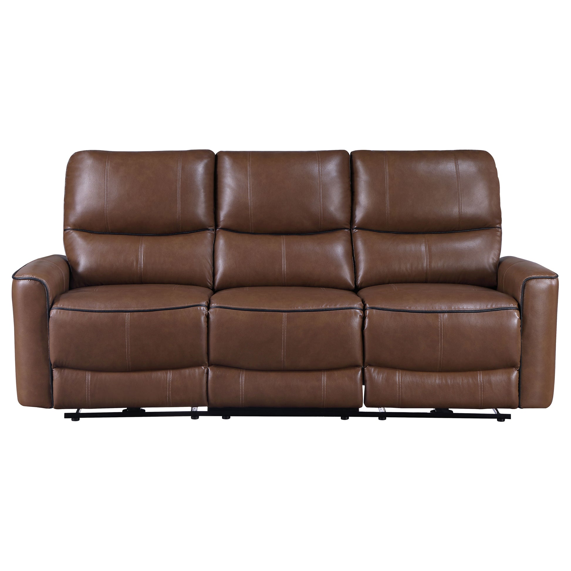 Greenfield Upholstered Power Reclining Sofa Saddle Brown - Discount Furniture Connection