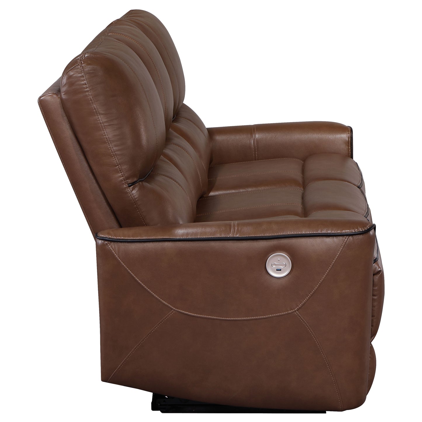 Greenfield Upholstered Power Reclining Sofa Saddle Brown - Discount Furniture Connection