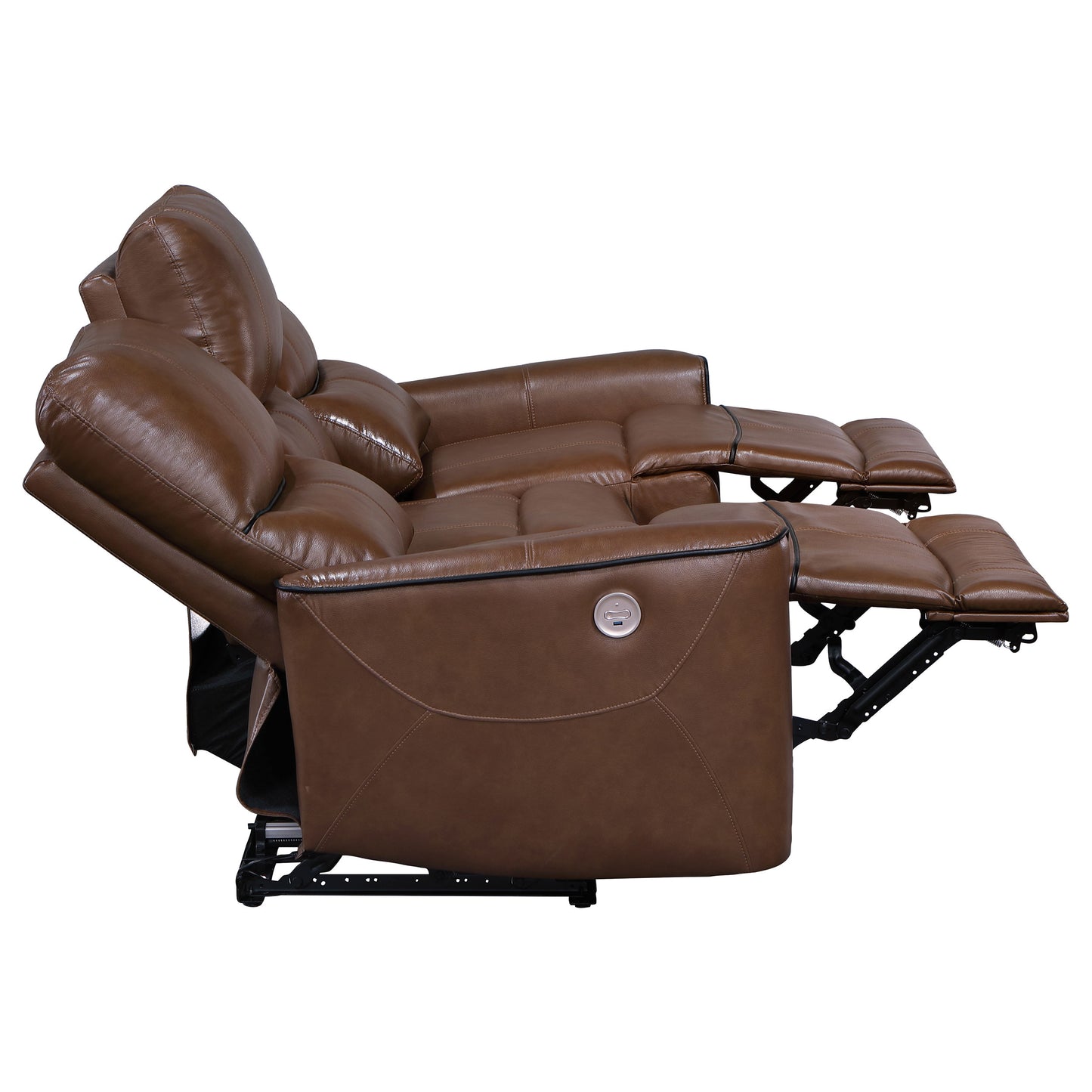 Greenfield Upholstered Power Reclining Sofa Saddle Brown - Discount Furniture Connection