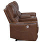 Greenfield Upholstered Power Reclining Loveseat Saddle Brown - Discount Furniture Connection