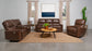 Greenfield Upholstered Power Reclining Loveseat Saddle Brown - Discount Furniture Connection